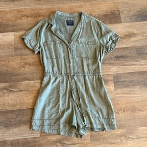 Abercrombie & Fitch muted olive-green button-front romper